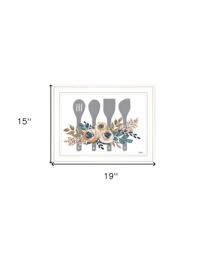 Fall Floral Baking Utensils 1 White Framed Print Kitchen Wall Art