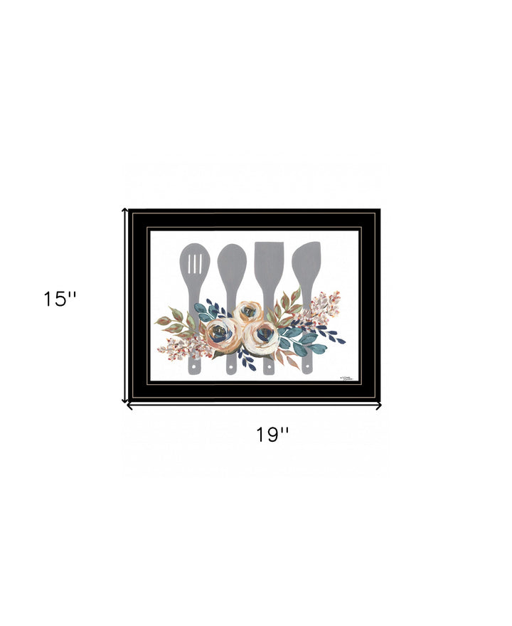 Fall Floral Baking Utensils 2 Black Framed Print Kitchen Wall Art