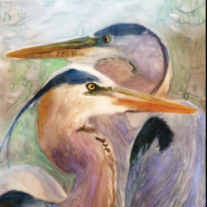 Blue Heron Duet 2 Black Framed Print Wall Art