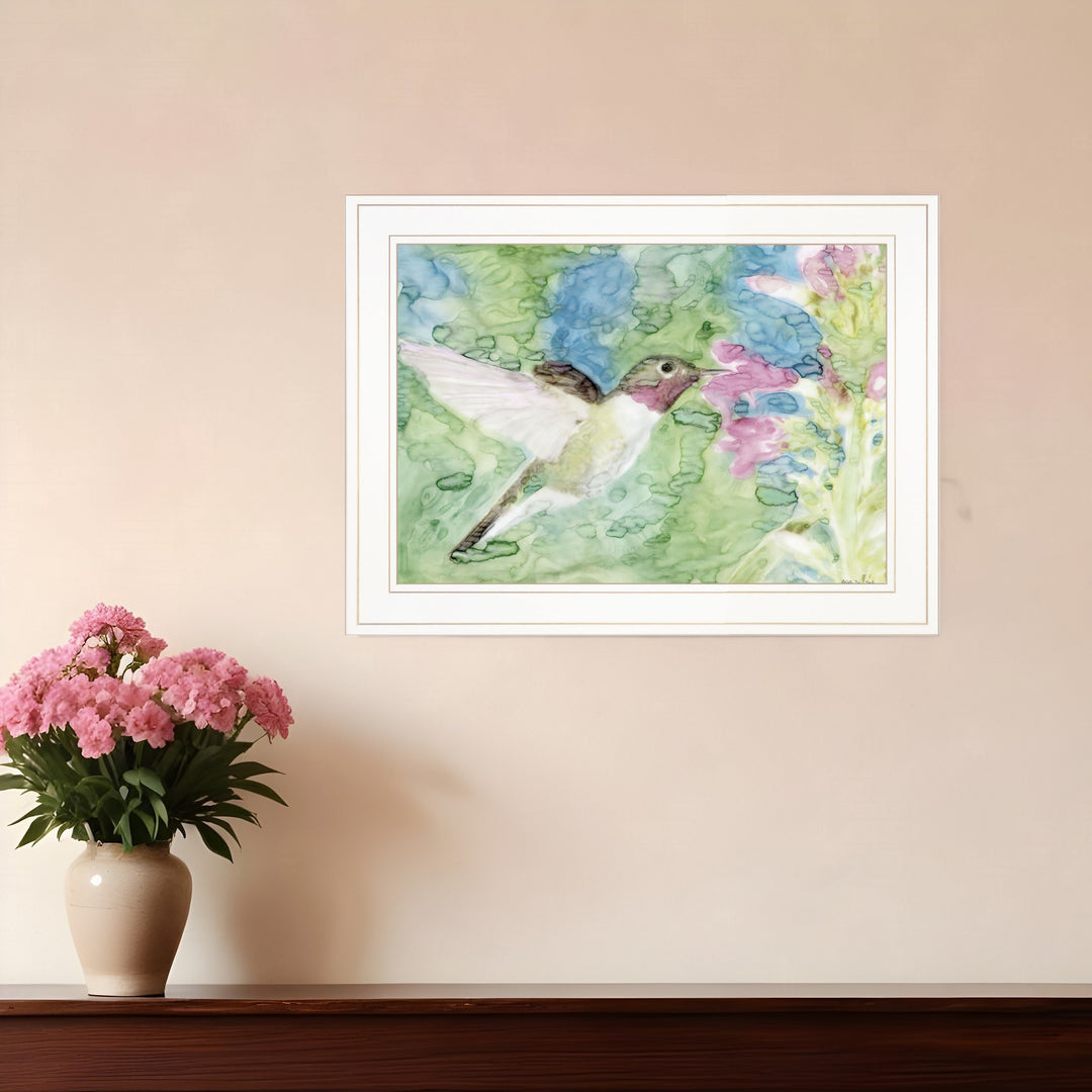 Hummingbird 1 White Framed Print Wall Art