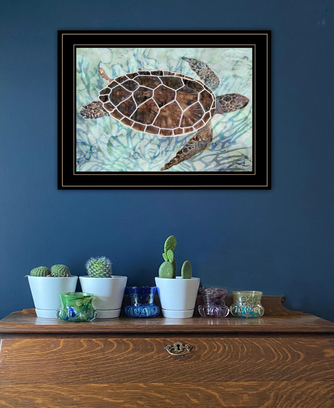 Sea Turtles Collage 1 Black Framed Print Wall Art