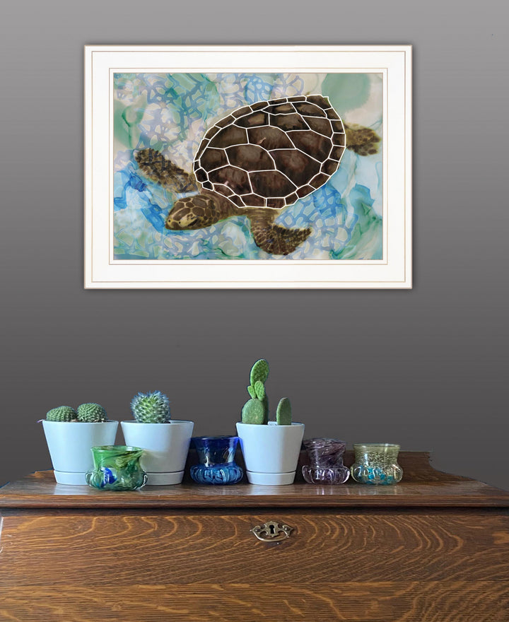 Sea Turtles Collage II 1 White Framed Print Wall Art