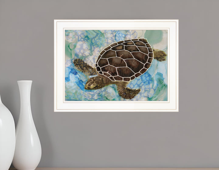 Sea Turtles Collage II 1 White Framed Print Wall Art