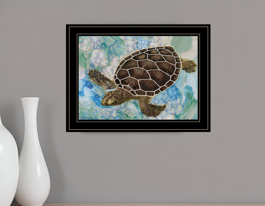 Sea Turtles Collage II 2 Black Framed Print Wall Art