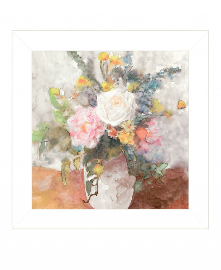 Table Bouquet 2 White Framed Print Wall Art