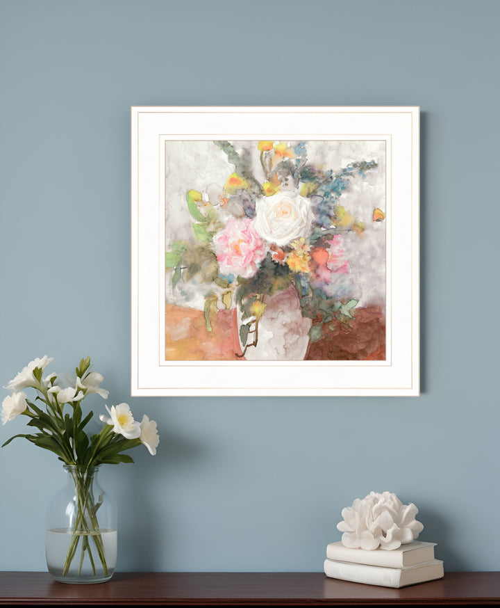 Table Bouquet 2 White Framed Print Wall Art