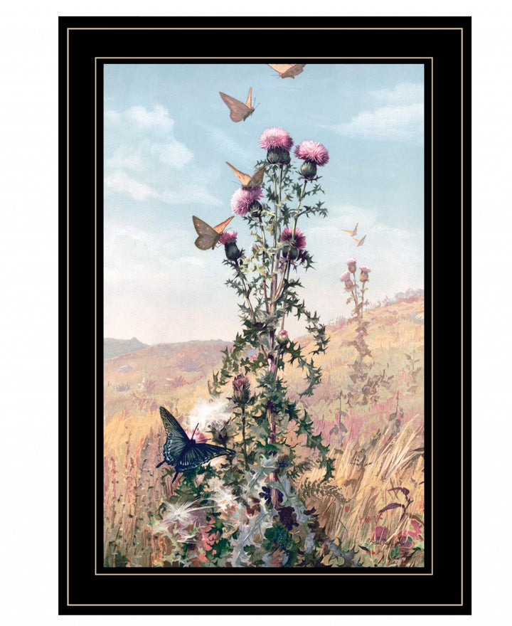 Meadow Butterflies 2 Black Framed Print Wall Art