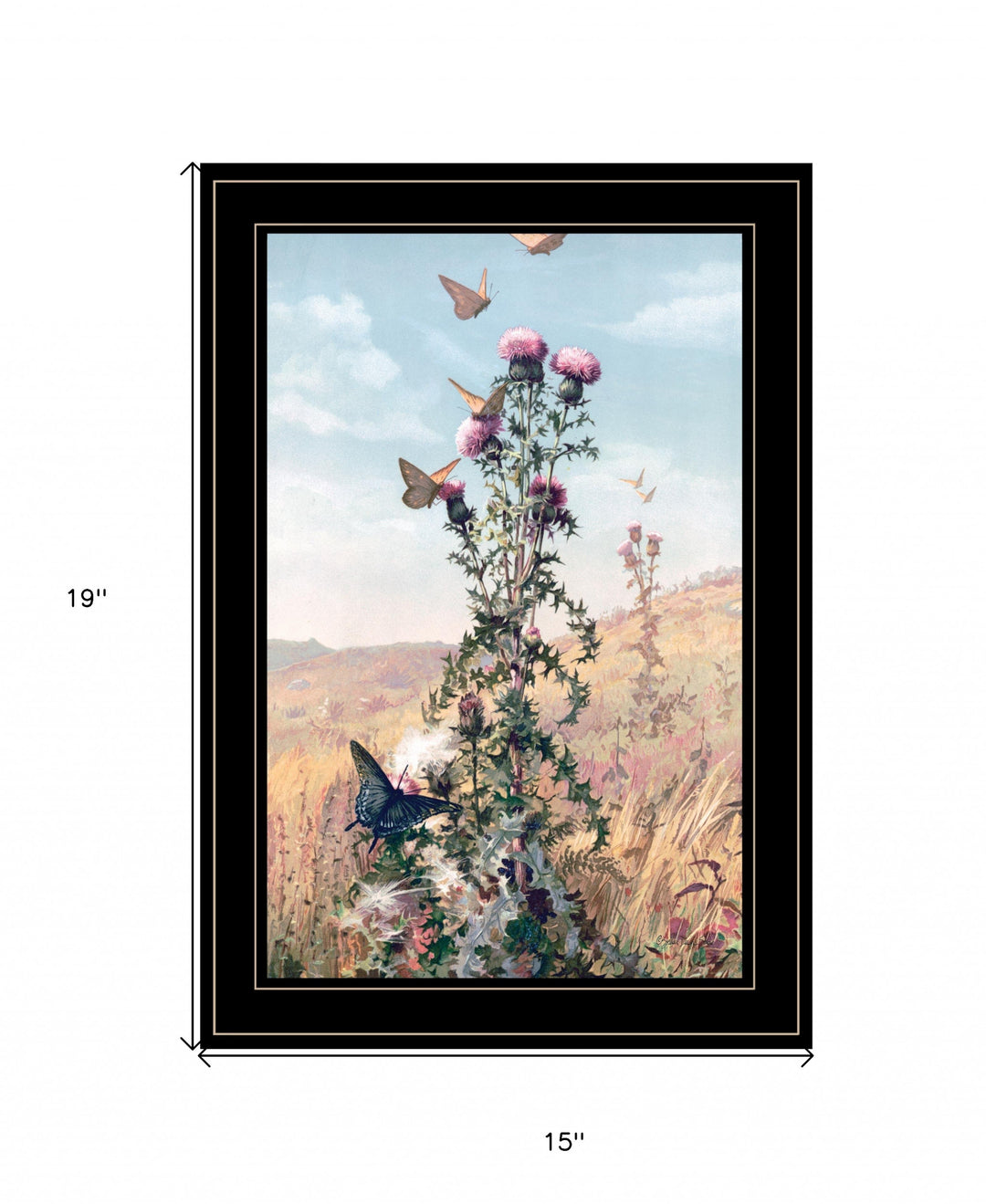 Meadow Butterflies 2 Black Framed Print Wall Art