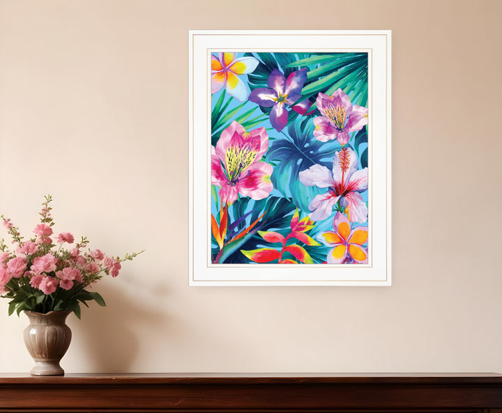 Tropical Flowers 2 White Framed Print Wall Art