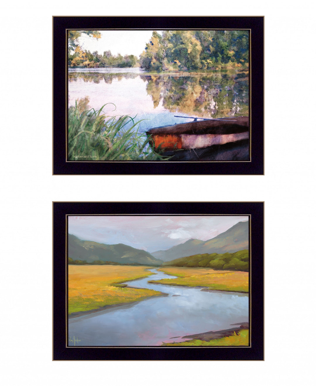 Set Of Two Serene Water 2 Black Framed Print Wall Art