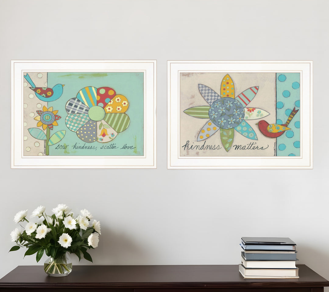 Set Of Two Kindness 1 White Framed Print Wall Art