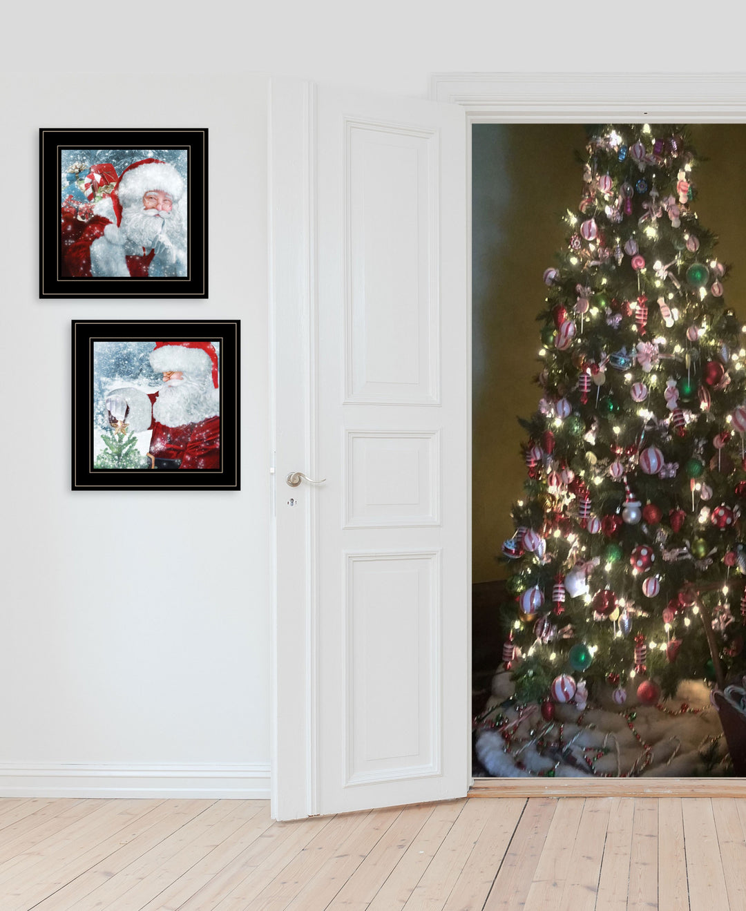 Set Of Two Santas Blessings 1 White Framed Print Wall Art