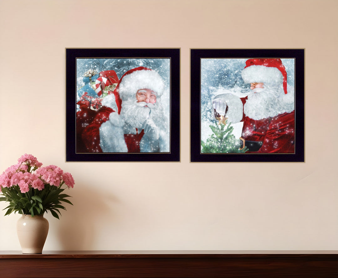 Set Of Two Santas Blessings 4 Black Framed Print Wall Art