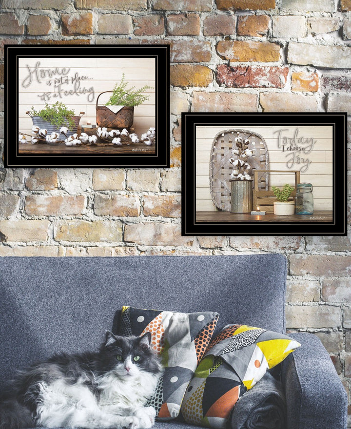 Set Of Two Choose Joy Black Framed Print Wall Art