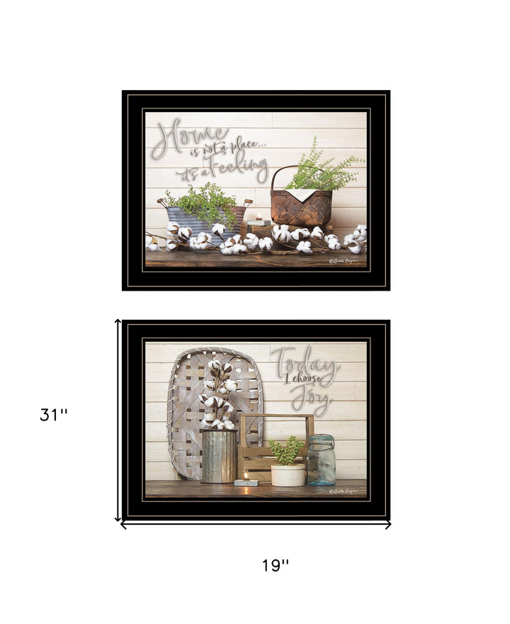 Set Of Two Choose Joy Black Framed Print Wall Art