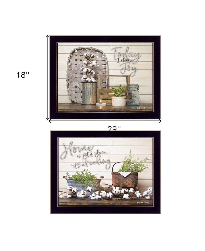 Set Of Two Choose Joy Black Framed Print Wall Art