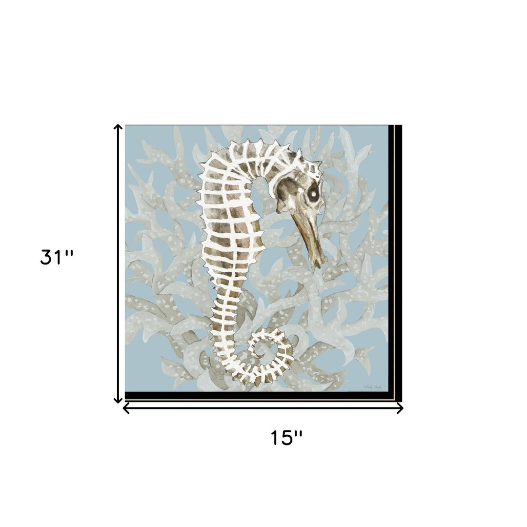 Set Of Two Coral Seahorse 1 Black Framed Print Wall Art