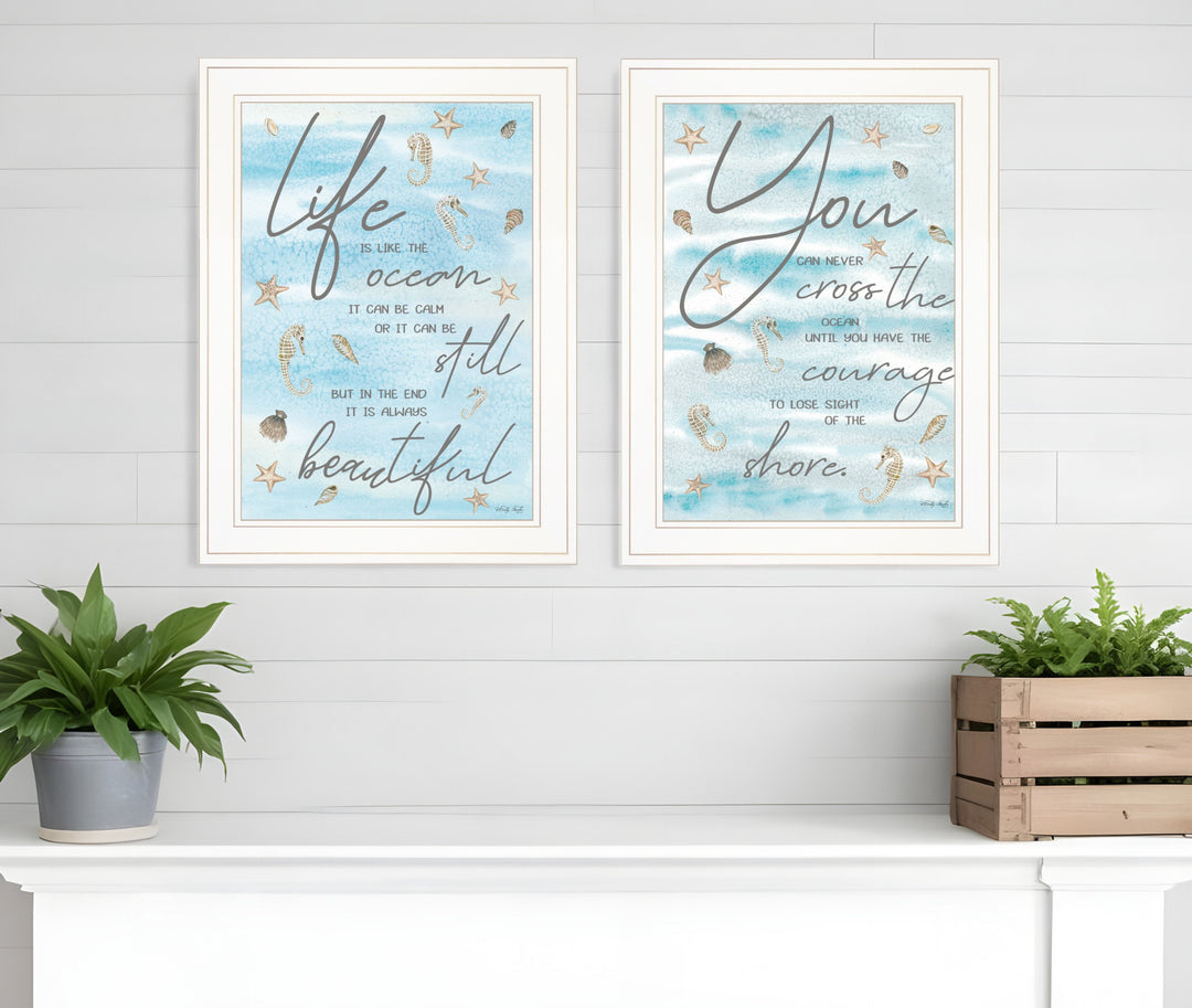 Set Of Two Life Is White Framed Print Wall Art