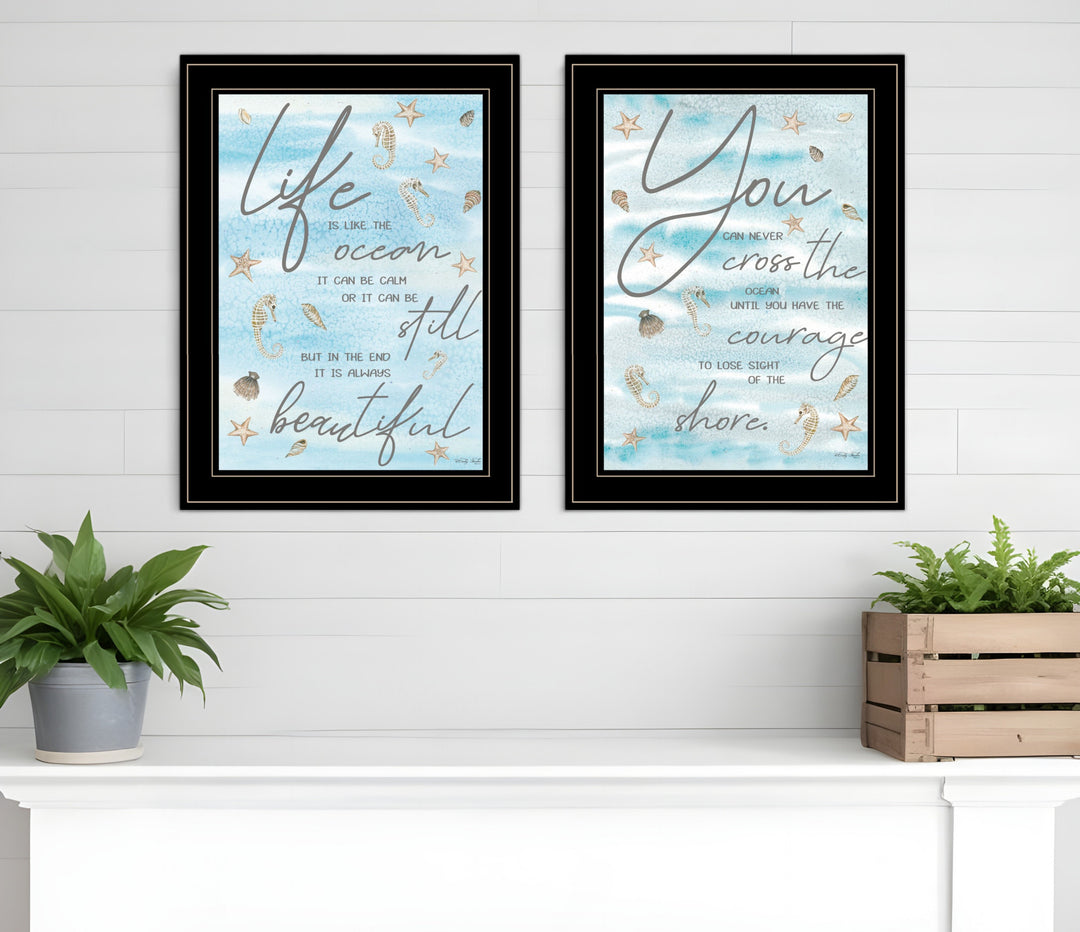 Set Of Two Life Is Black Framed Print Wall Art