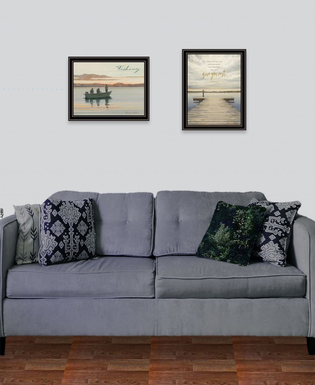 Set Of Two Lake Side Reprieve 1 Black Framed Print Wall Art