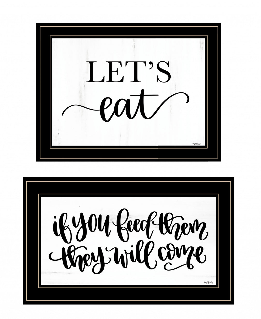 Set Of Two Lets Eat or Feed Them 1 White Framed Print Kitchen Wall Art