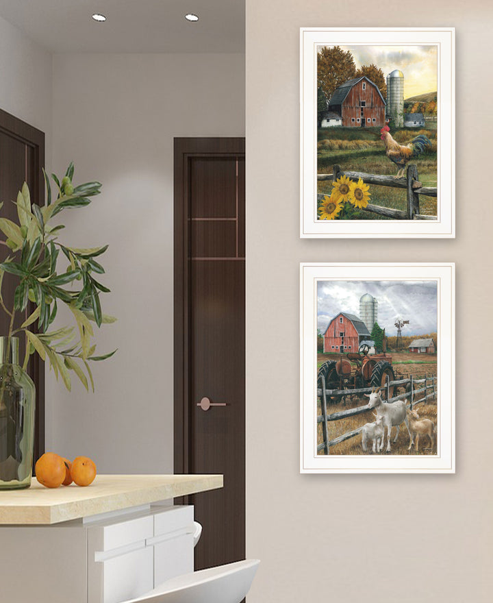 Set Of Two Farm Life White Framed Print Wall Art