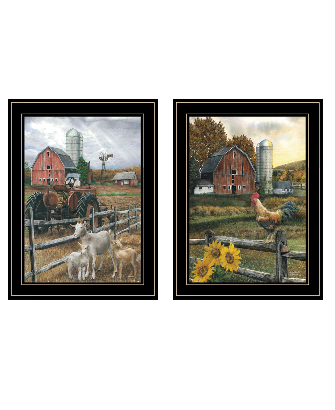 Set Of Two Farm Life Black Framed Print Wall Art