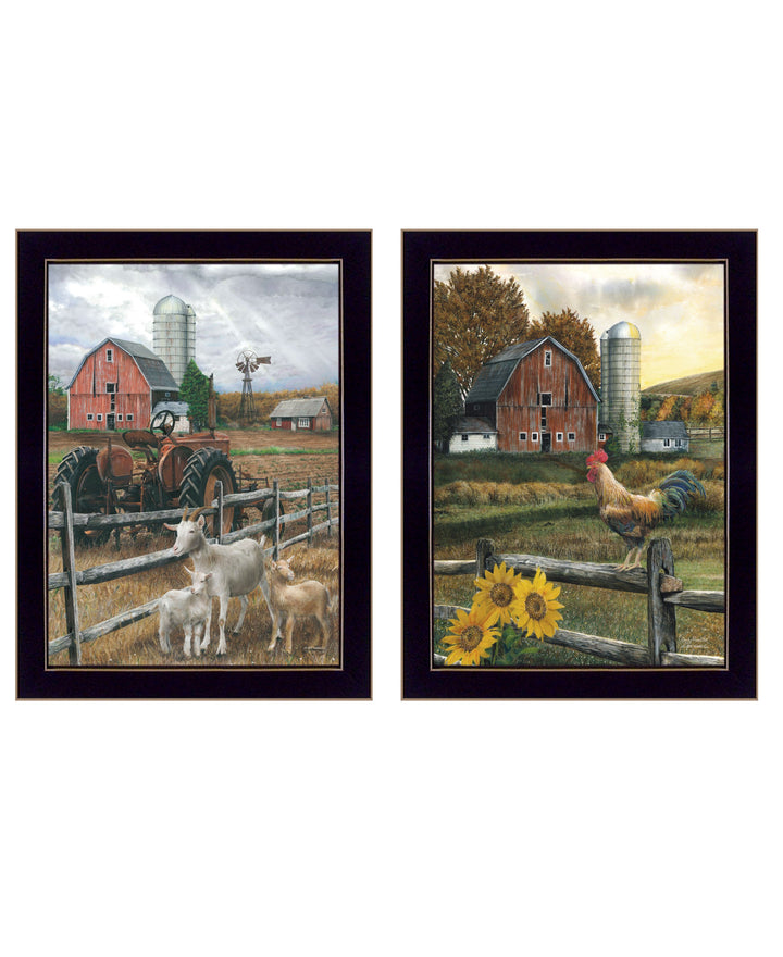 Set Of Two Farm Life Black Framed Print Wall Art