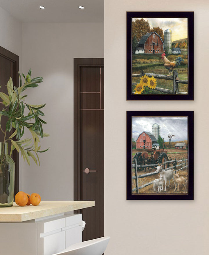 Set Of Two Farm Life Black Framed Print Wall Art