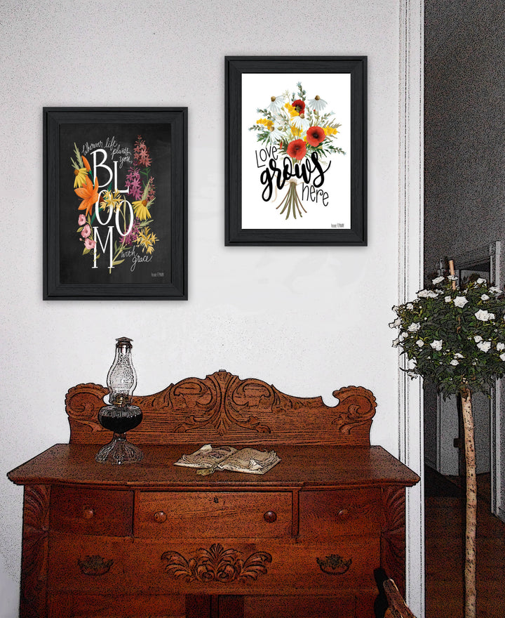 Set Of Two Love and Bloom White Framed Print Wall Art