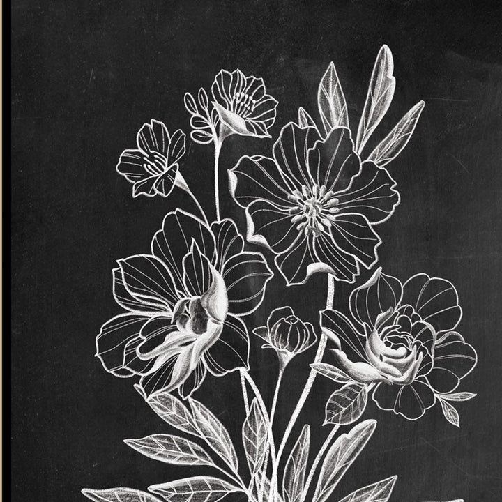 Set Of Two Vintage Chalkboard Blooms Black Framed Print Wall Art