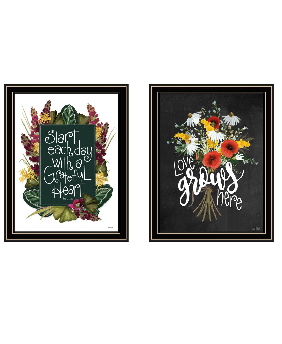 Set Of Two With Grateful Hearts White Framed Print Wall Art