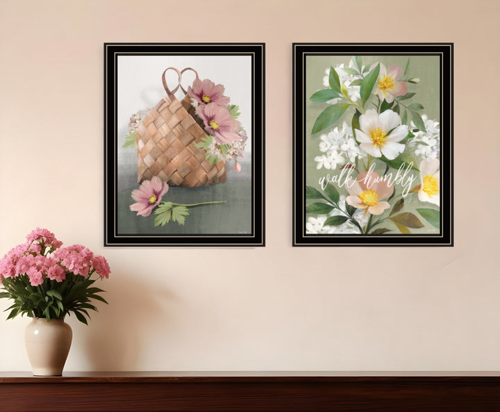 Set Of Two Farmhouse Daisies Black Framed Print Wall Art