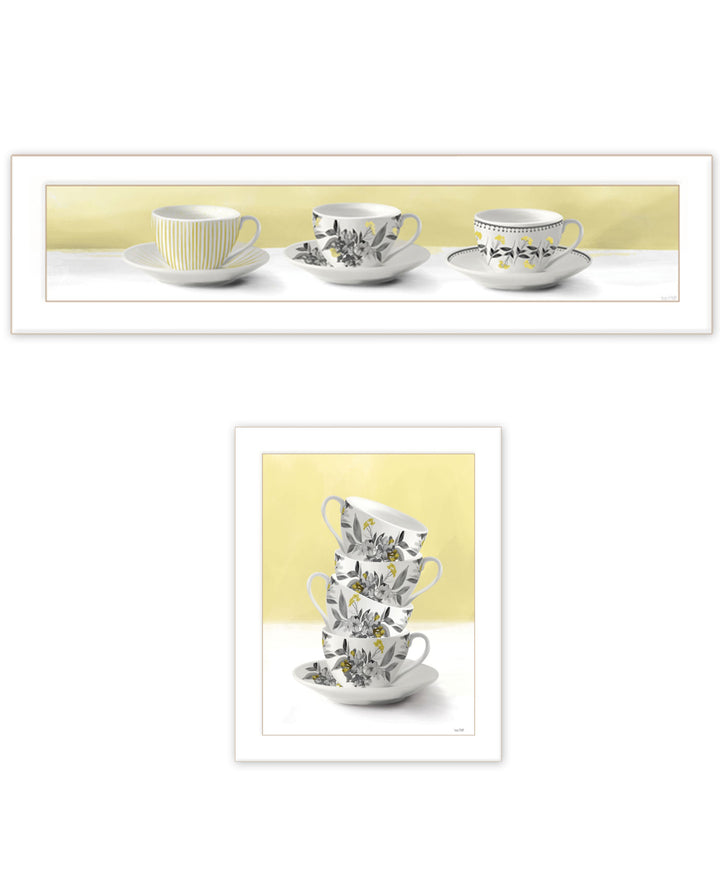 Set Of Two Teacups White Framed Print Kitchen Wall Art