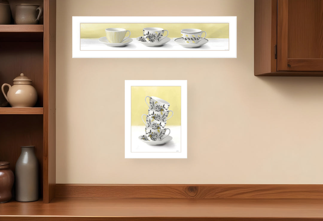 Set Of Two Teacups White Framed Print Kitchen Wall Art