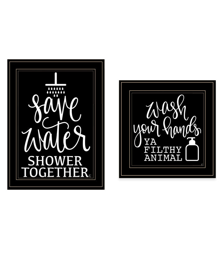 Set Of Two Wash Up Black Framed Print Bathroom Wall Art