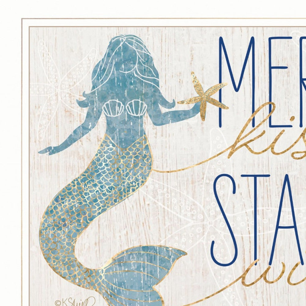 Set Of Two Mermaid Kisses Starfish Wishes 2 White Framed Print Wall Art