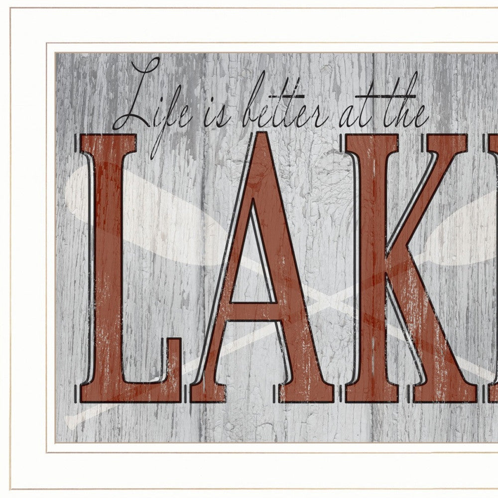 Set Of Two Lake Life is Better 1 White Framed Print Wall Art