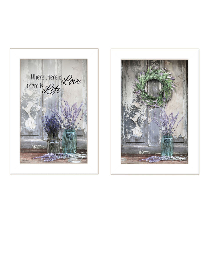 Set Of Two Love and Memories White Framed Print Wall Art