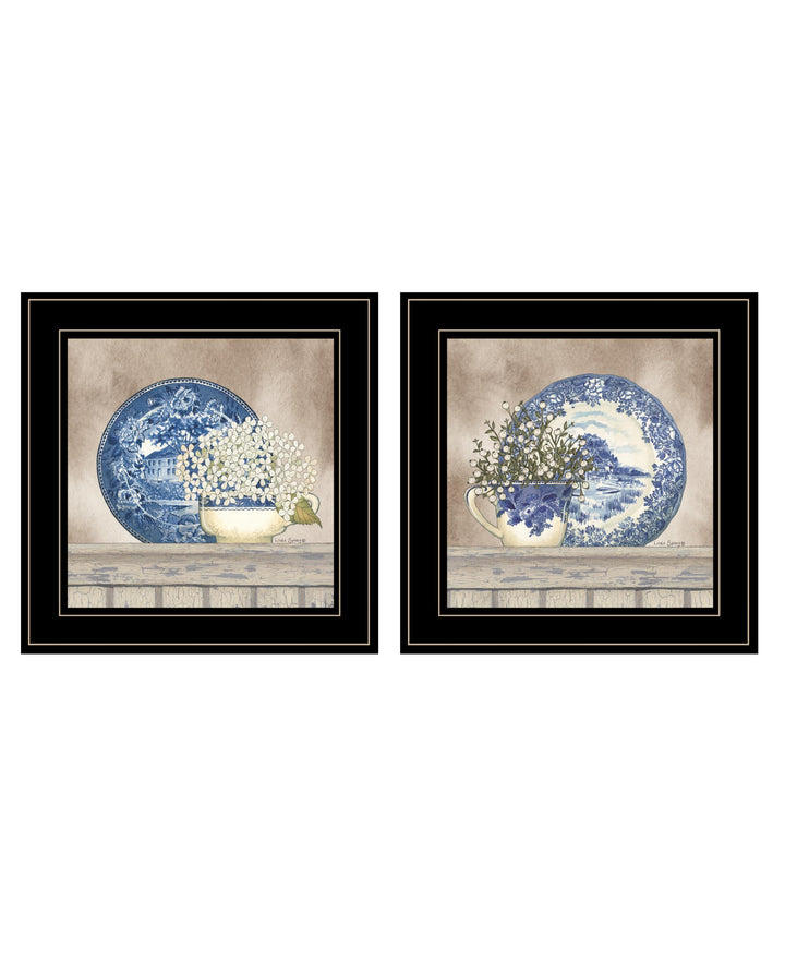 Set Of Two The Farmhouse Blues 1 White Framed Print Wall Art