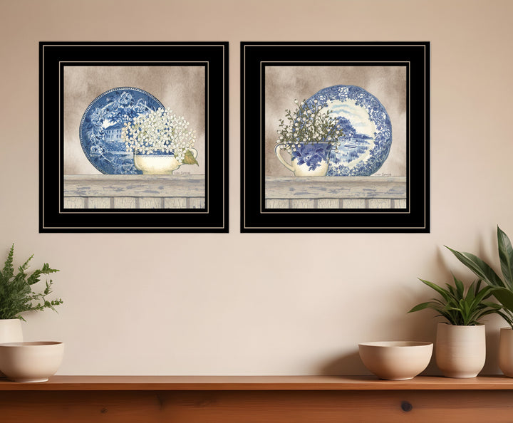 Set Of Two The Farmhouse Blues 1 White Framed Print Wall Art