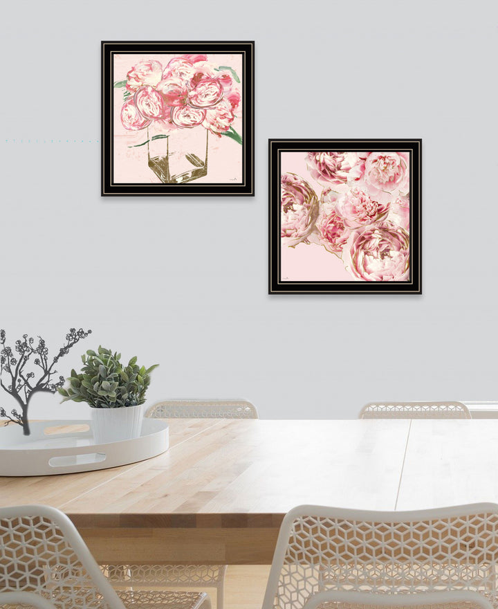 Set Of Two The Peonies 1 Black Framed Print Wall Art