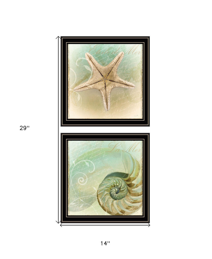 Set Of Two The Sea I and Sea II 1 Black Framed Print Wall Art