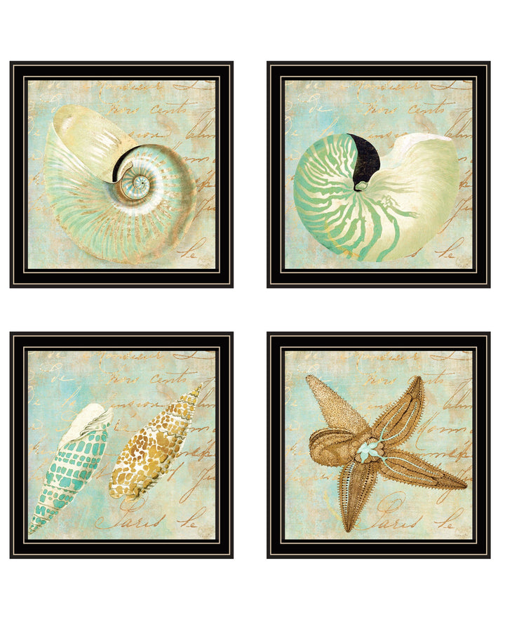 Set Of Four Ocean 1 Black Framed Print Wall Art