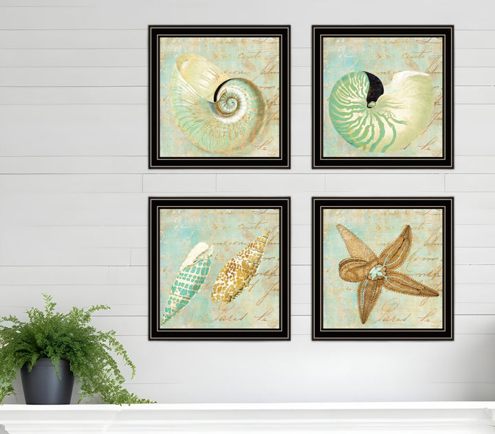 Set Of Four Ocean 1 Black Framed Print Wall Art