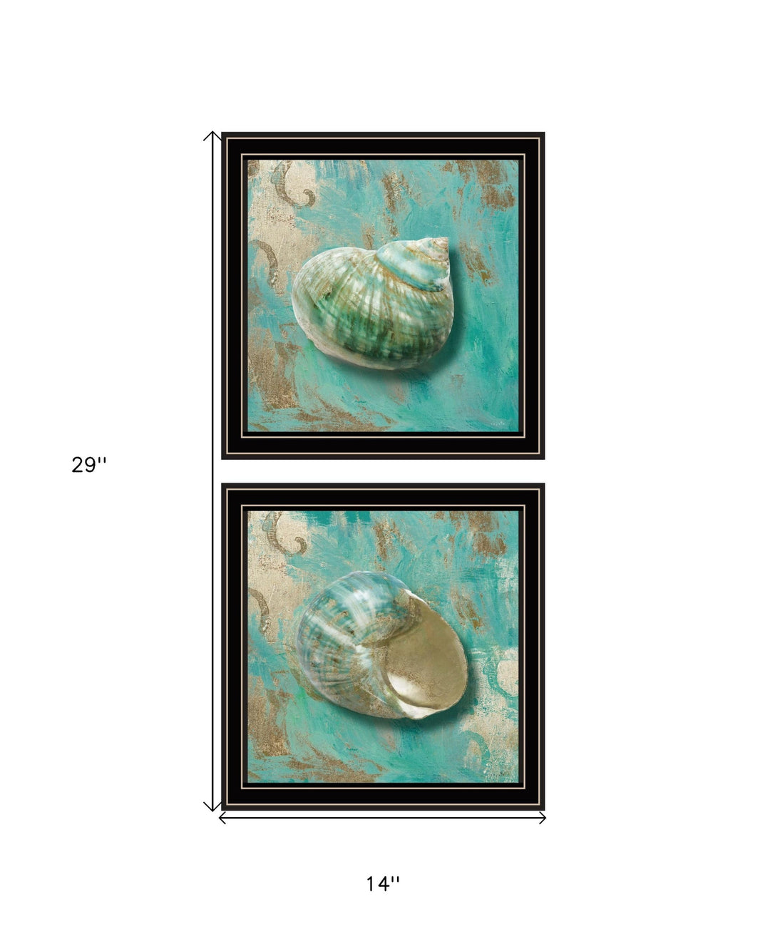 Set Of Two Azurica I and Sea II 1 Black Framed Print Wall Art