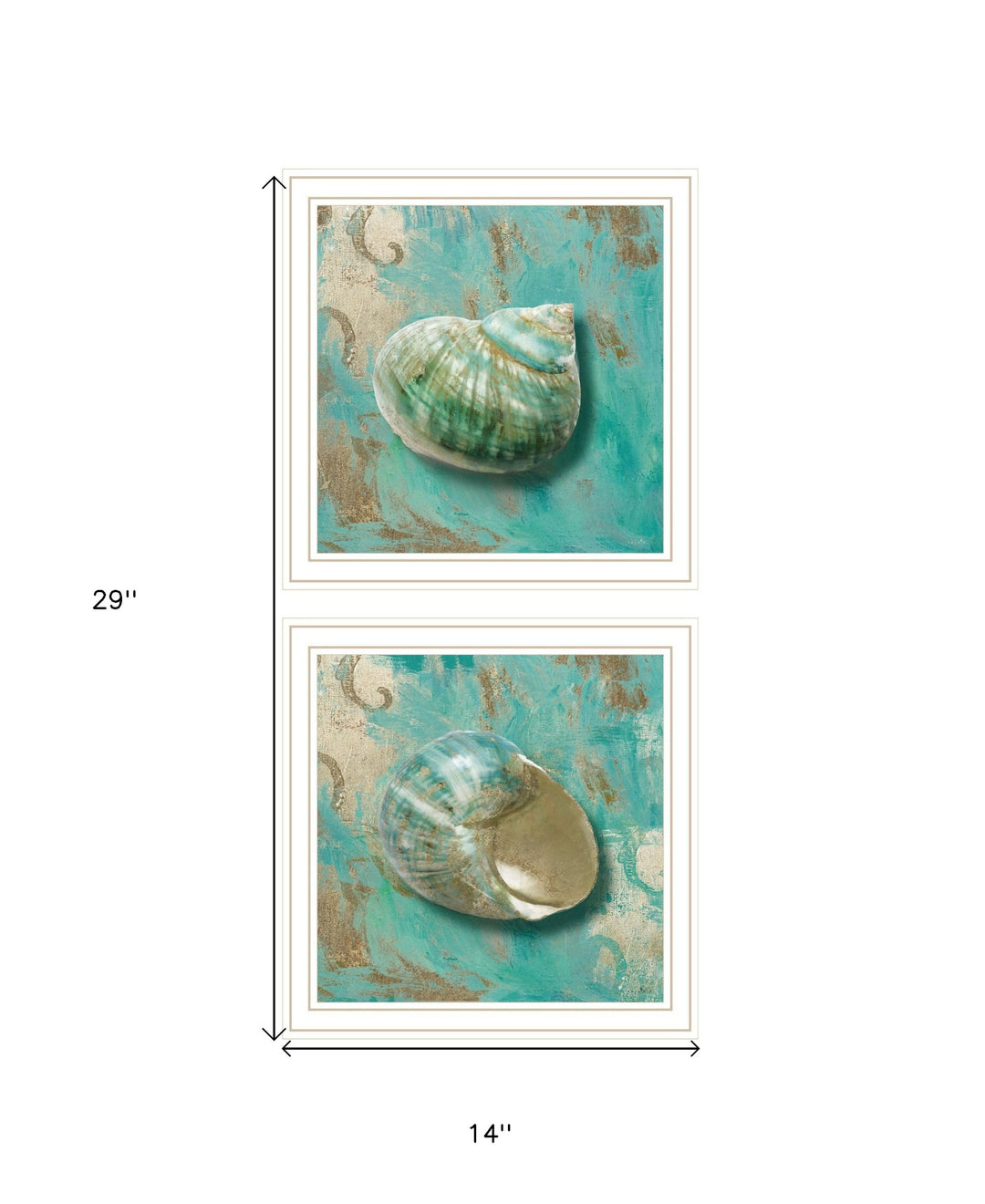 Set Of Two Azurica I and Sea II 2 White Framed Print Wall Art