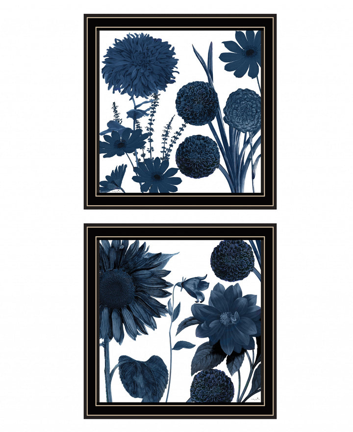 Set Of Two Sunflower Blues 1 Black Framed Print Wall Art