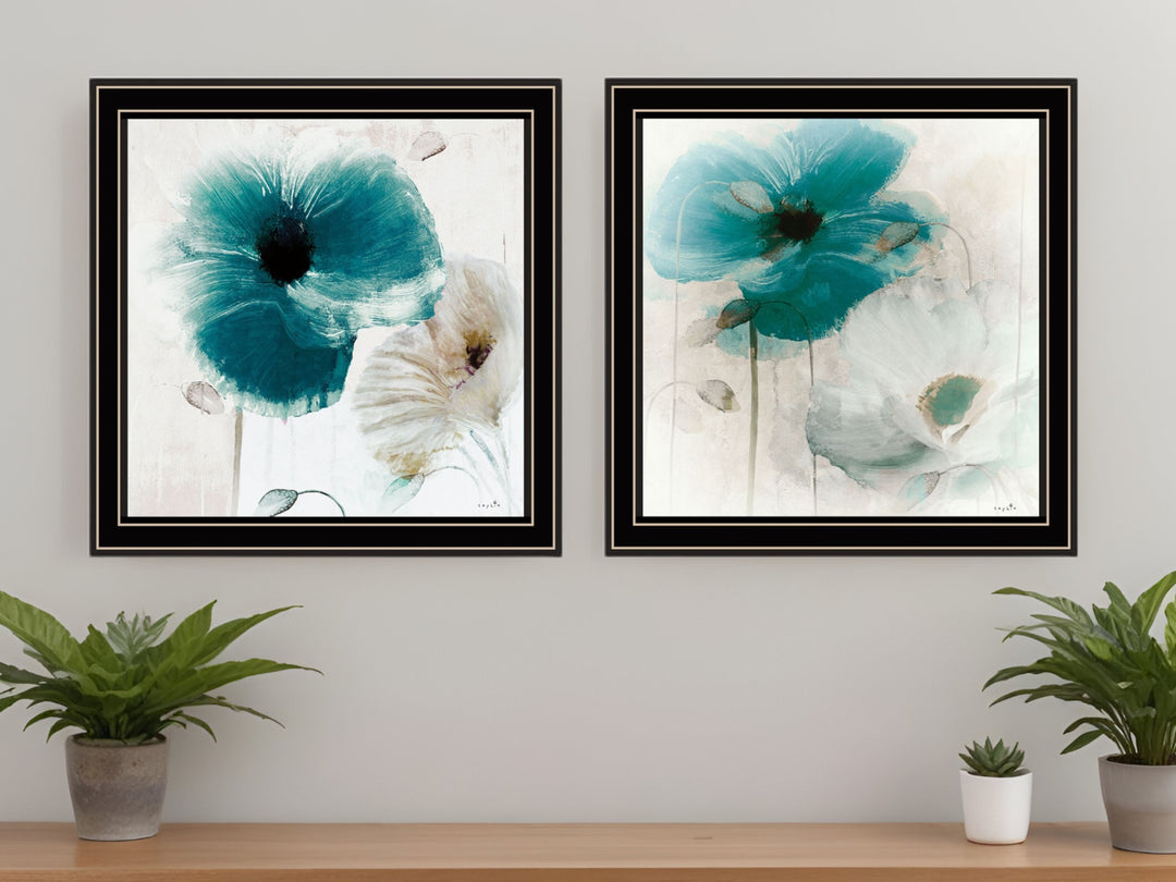 Set Of Two Poppy 1 Black Framed Print Wall Art