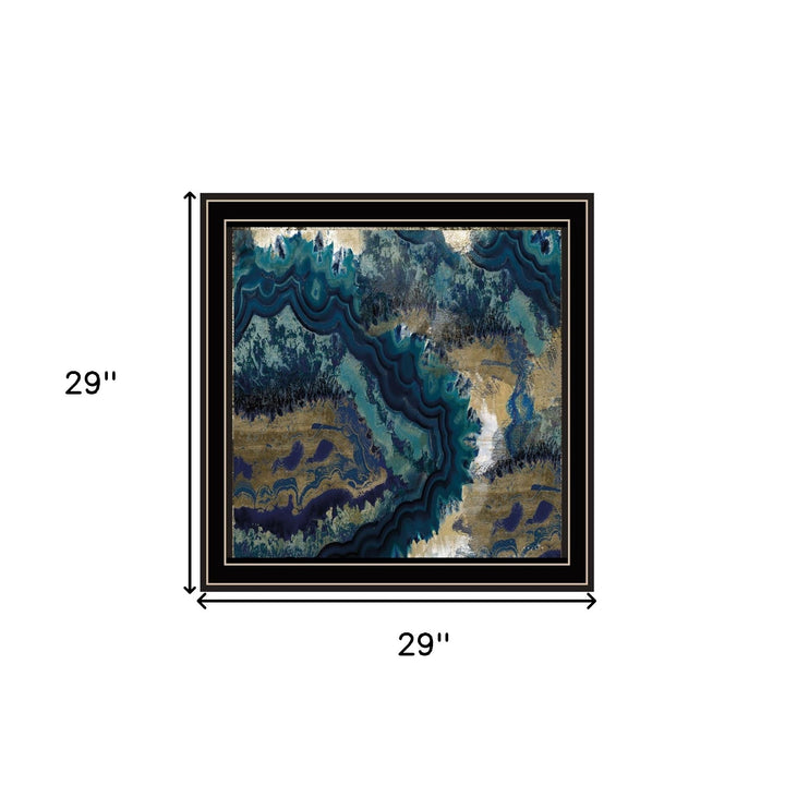 Set Of Three Deep Blue 1 Black Framed Print Wall Art